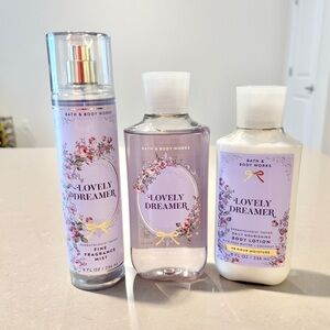3 Bath & Body Works Lovely Dreamer 3 Piece Set Fine Fragrance Mist Wash Lotion